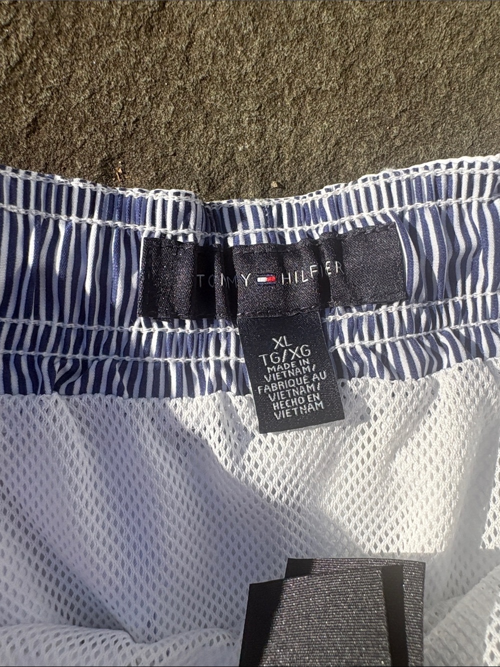 Tommy Hilfiger White Swim Trunks with Blue Marlin Print - Picture 2 of 4